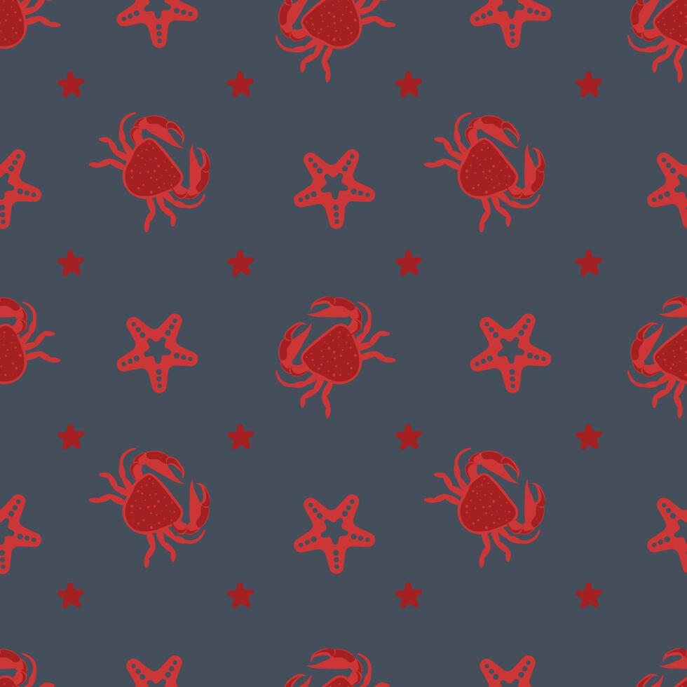 Crab And Starfish Seamless Pattern vector