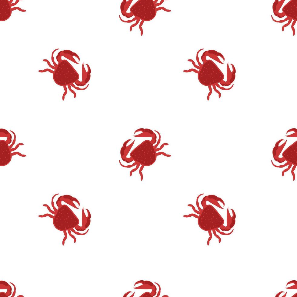 Crab Seamless Pattern White Background vector
