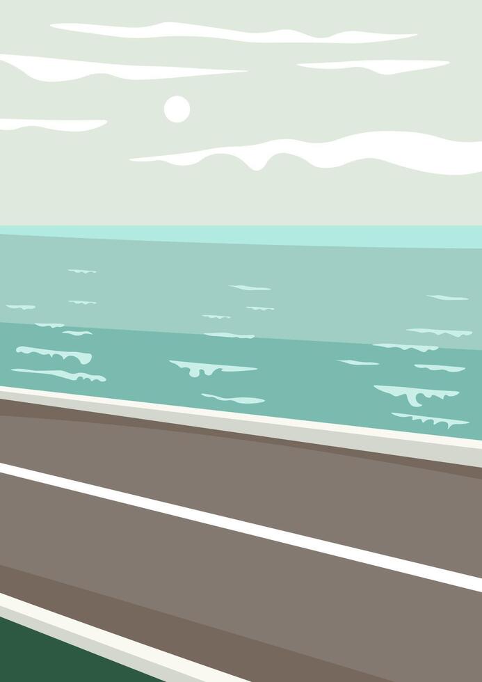 Coastal road and sea vector