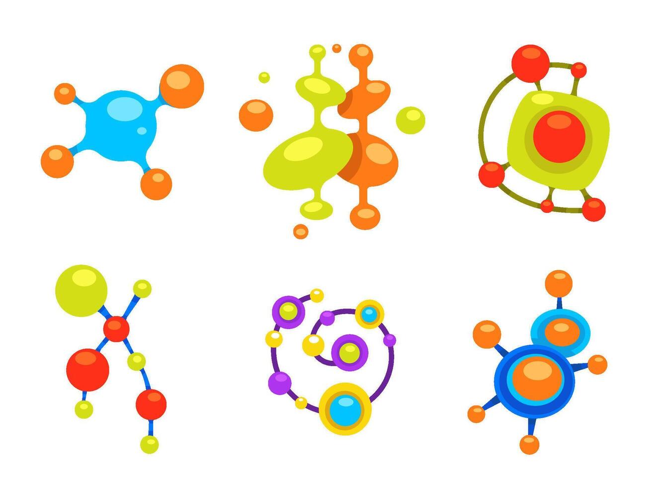 Colorful Molecular Design Logos vector