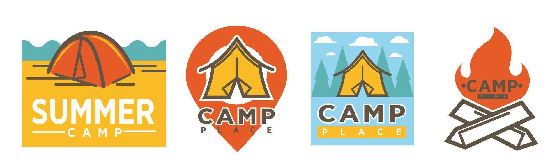 Summer Camping Logo Collection vector