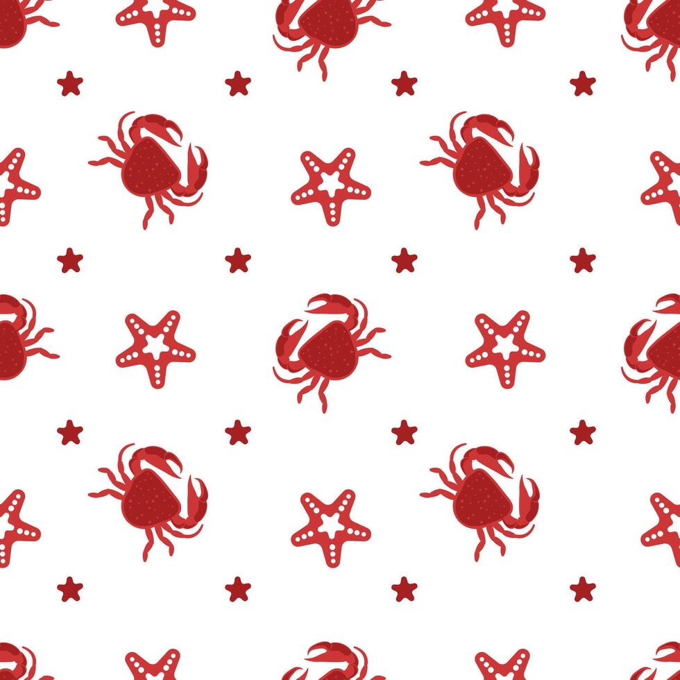 Crab And Starfish Seamless Pattern vector