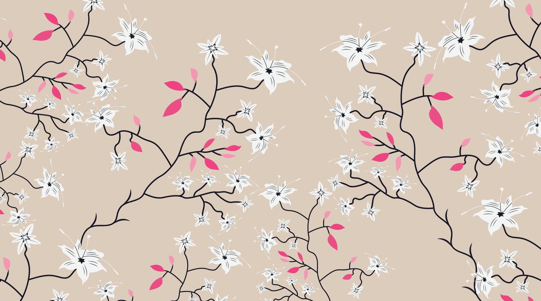 Beautiful Floral Leaves Pattern Cute Wide Background vector