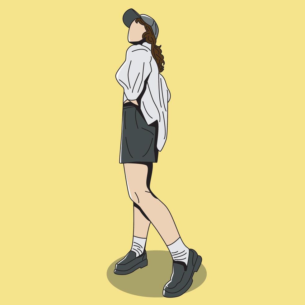 girl with a minimalist but elegant style vector