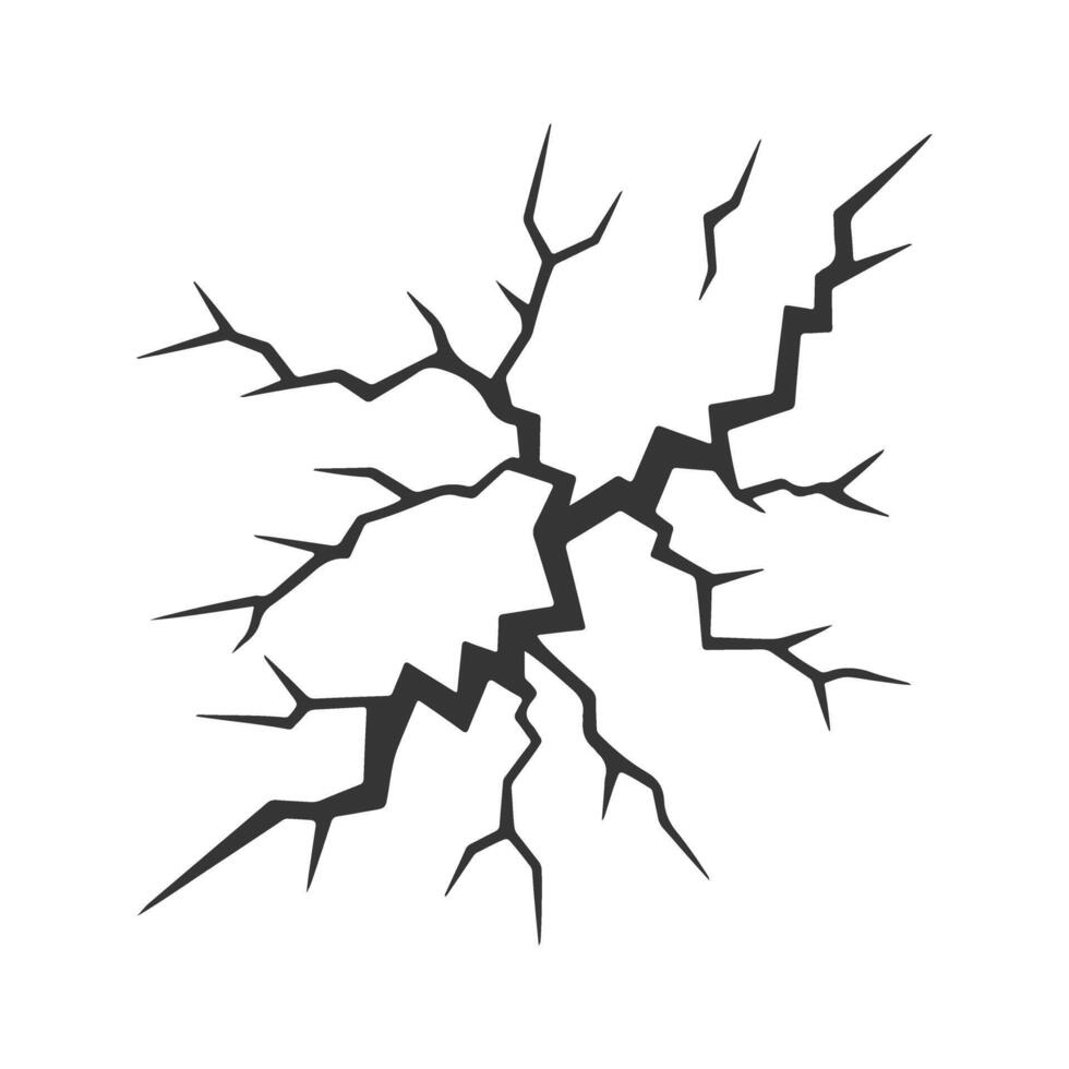 A black and white illustration of a crack in the ground vector