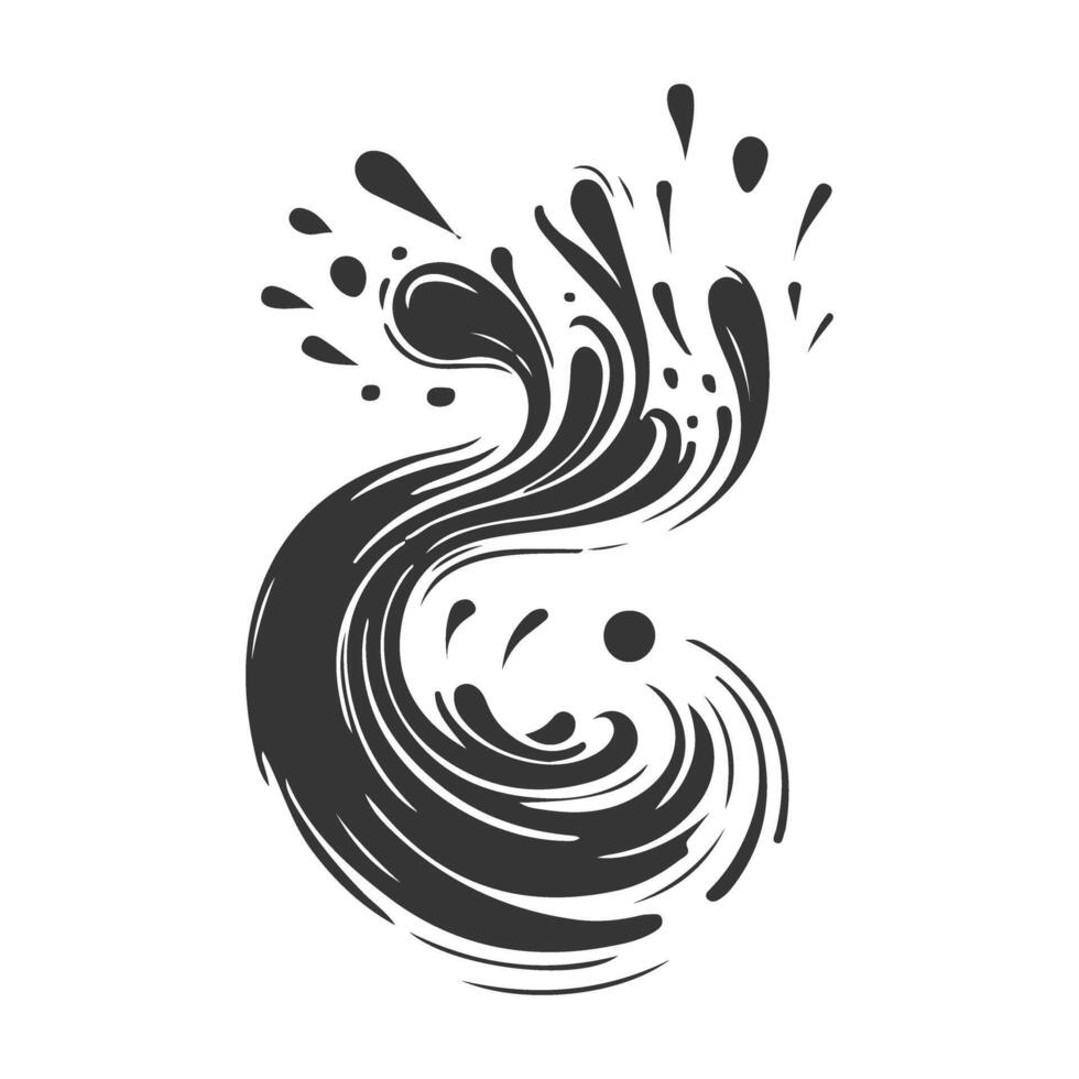 Yin yang symbol, ink splash, black and white illustration vector