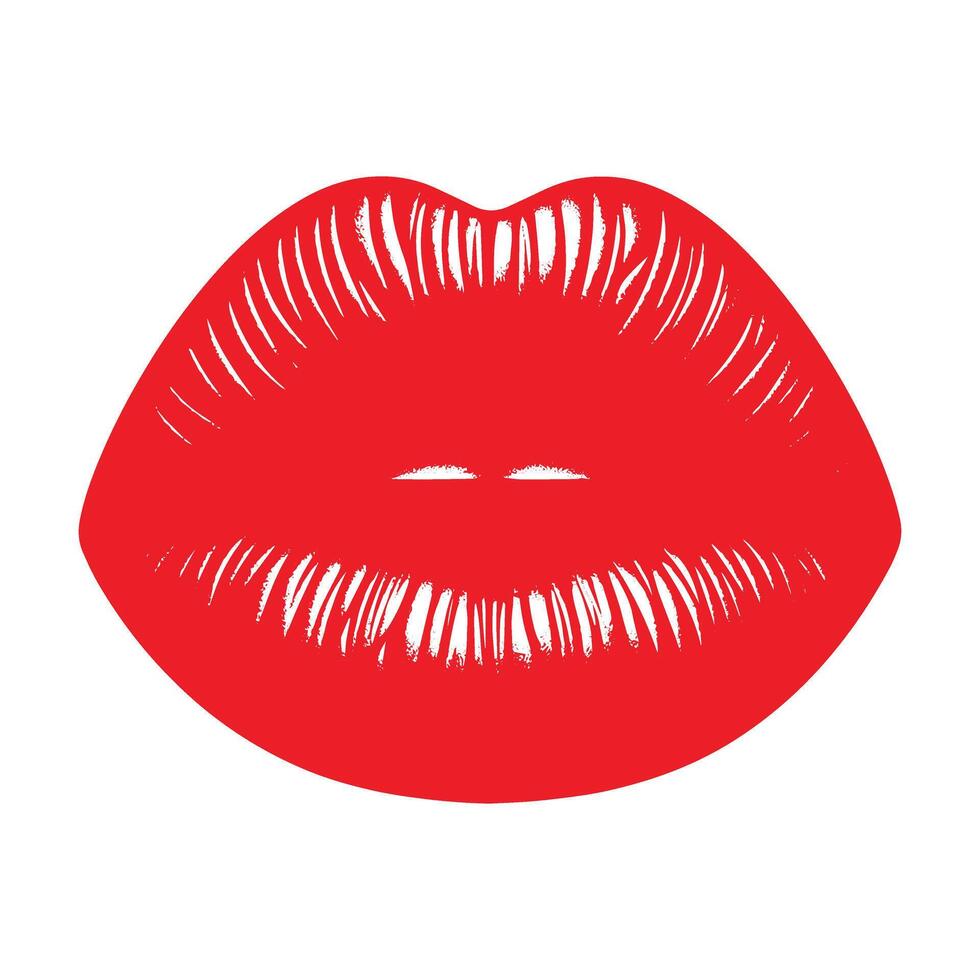 Red lips on white background illustration vector