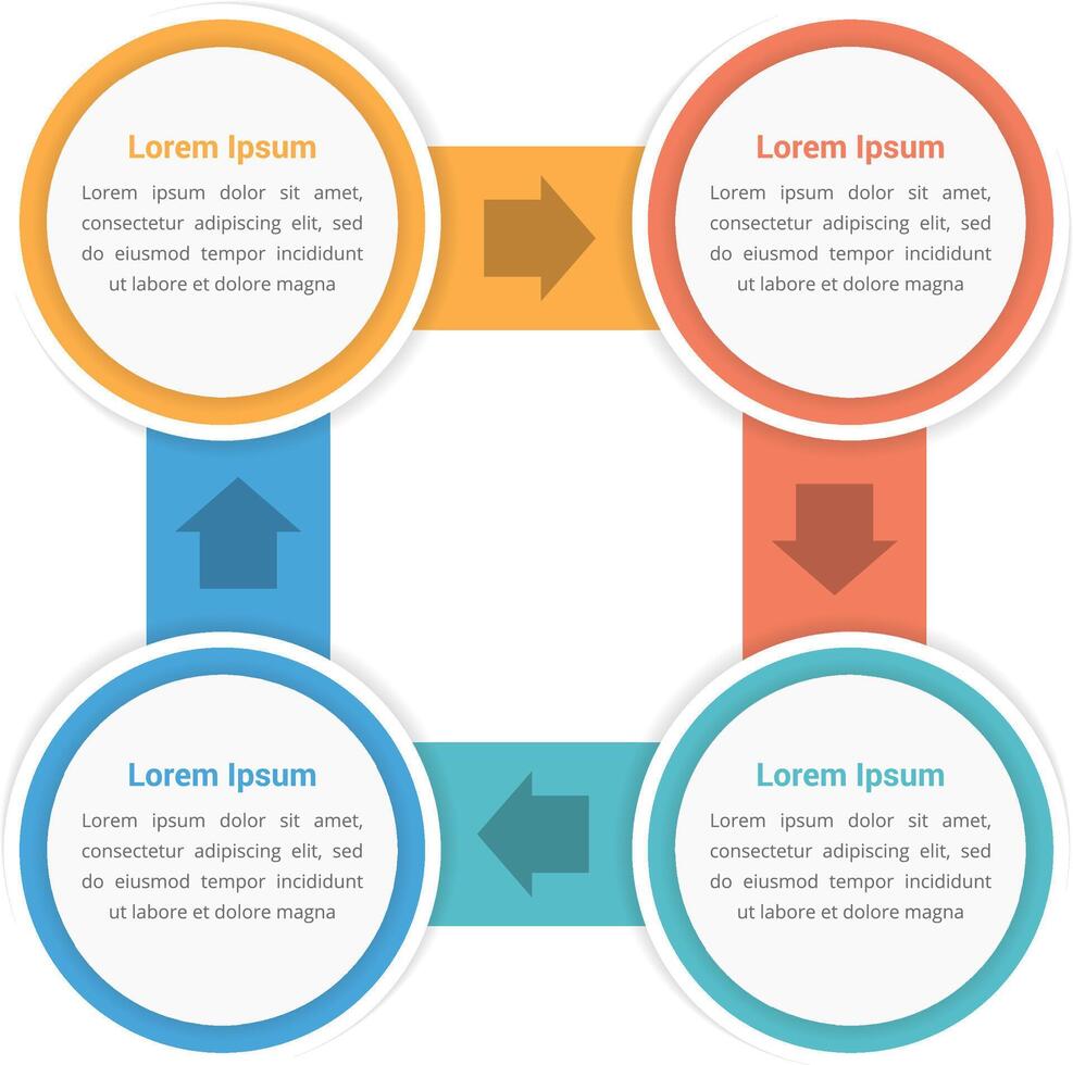 Circle diagram infographic template with four steps or options, workflow, process vector