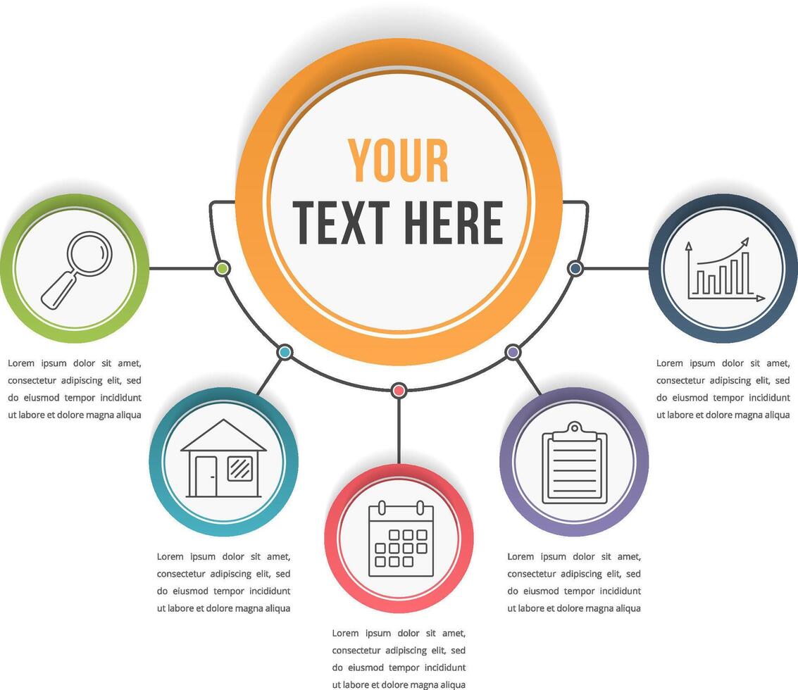 Infographic template with five steps or options, workflow, process diagram vector