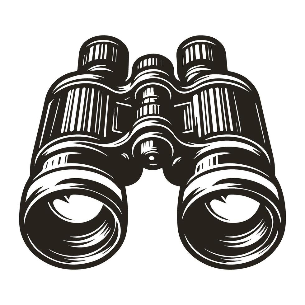 Artistic Black and White Binoculars Design vector