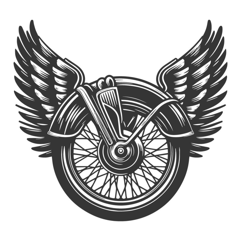 Motorcycle with wings and wheel vector