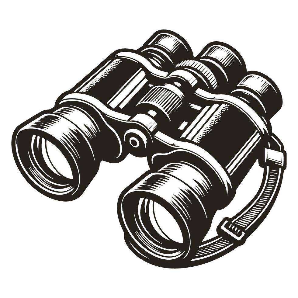 Bold Black and White Binoculars Drawing vector