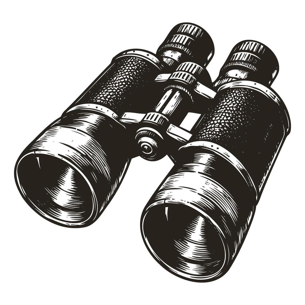 Simple Binoculars Illustration in Black and White vector