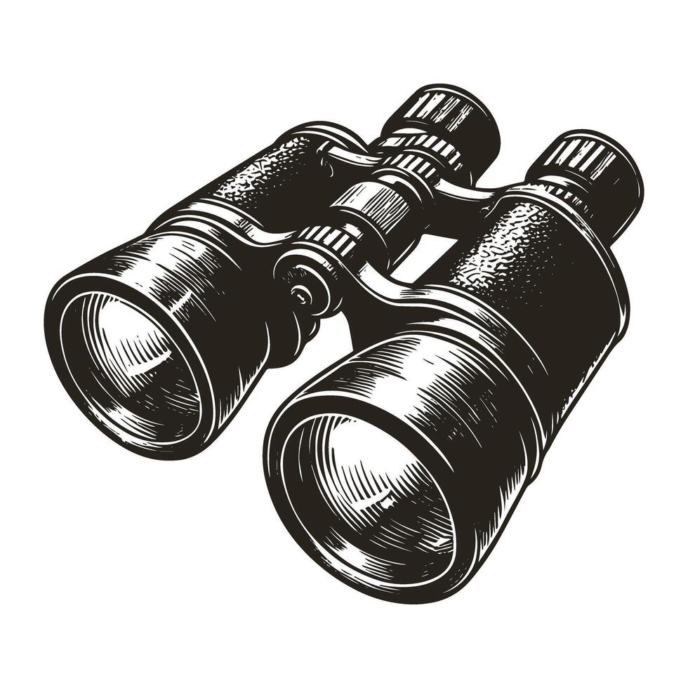 Classic Black and White Binoculars Illustration vector