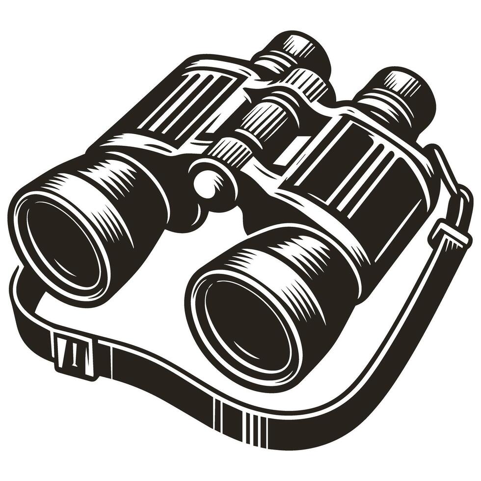 Minimalist Binoculars Illustration in Black and White vector
