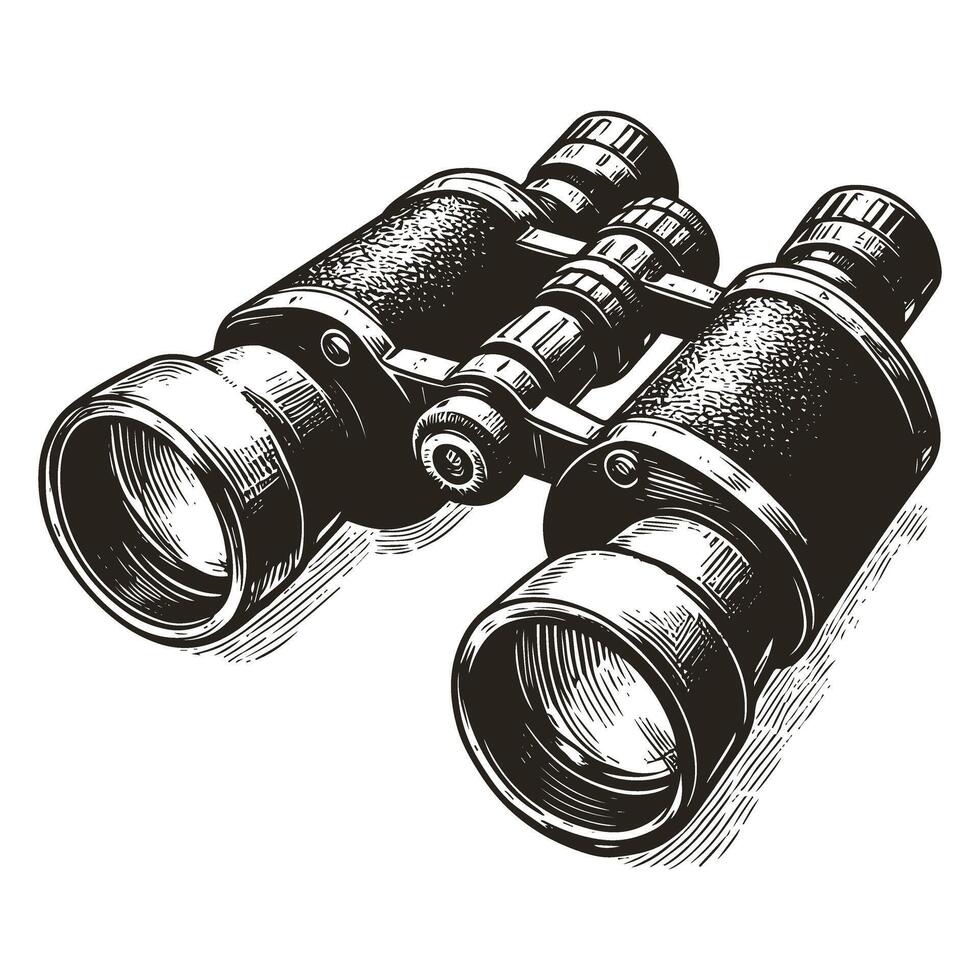 Vintage Style Binoculars Illustration in Monochrome vector