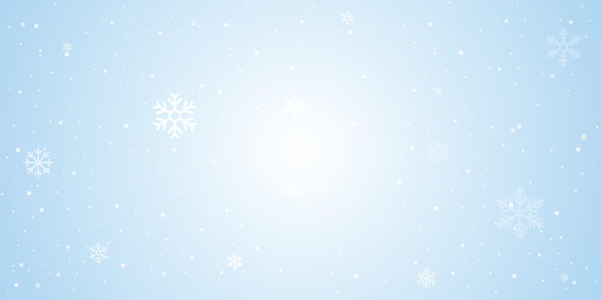 Beautiful falling snowflakes wallpaper. Winter dust ice particles. Snowfall weather white teal blue background. Many snowflakes january theme. Snow hurricane scenery, Magic nature fantasy snowfall. vector