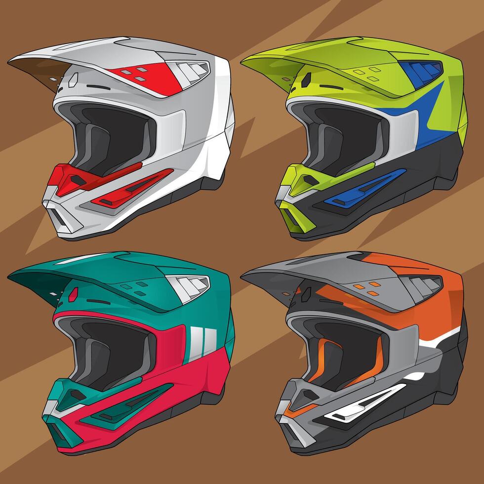 Motorcycle racing helmet template design variation sport vector