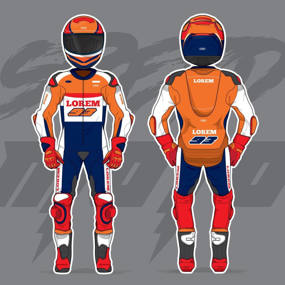 Motorcycle moto racing uniform design set mock up template vector