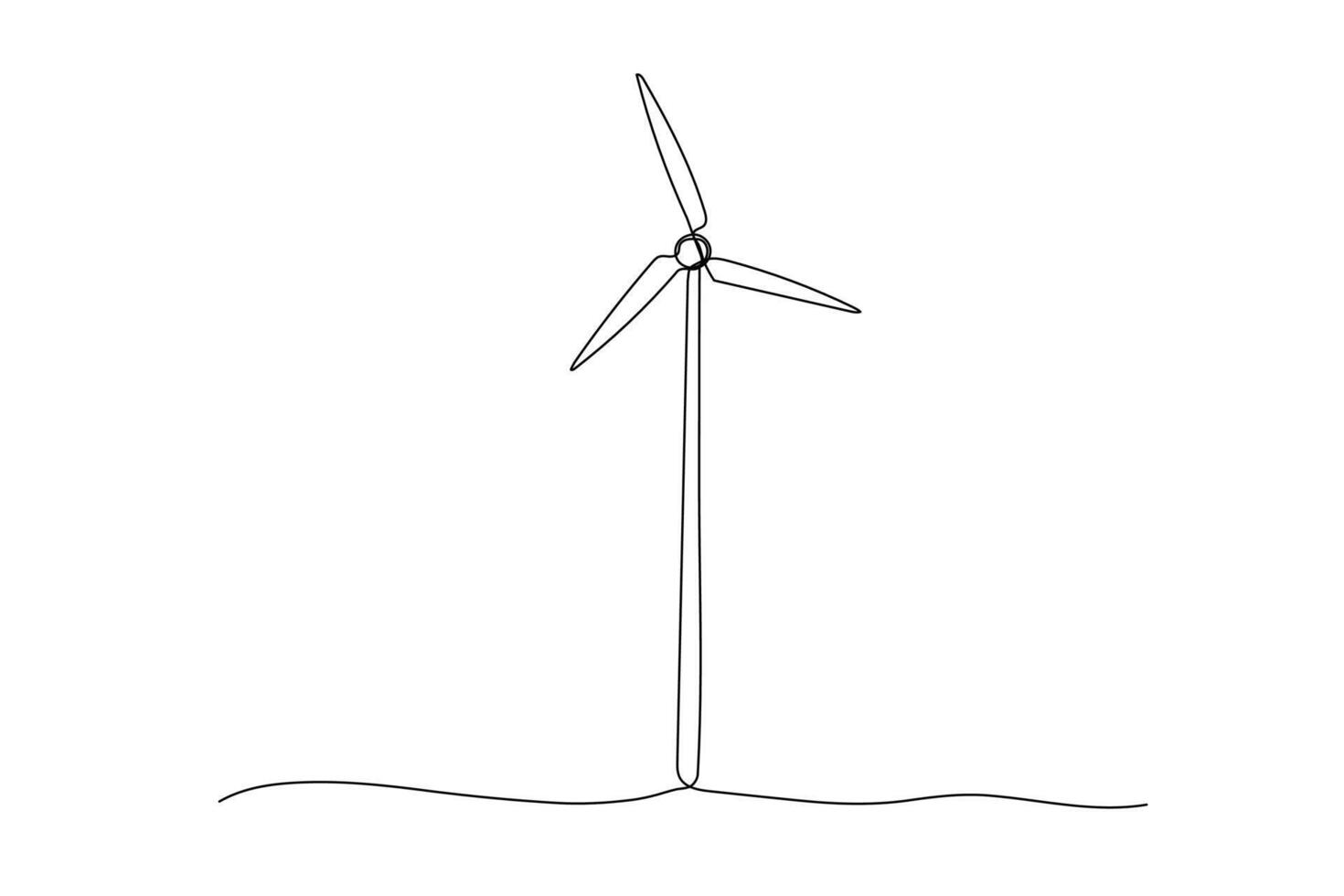 Wind generator one line illustration, windmill single continuous line art drawing. Sustainable power sign vector