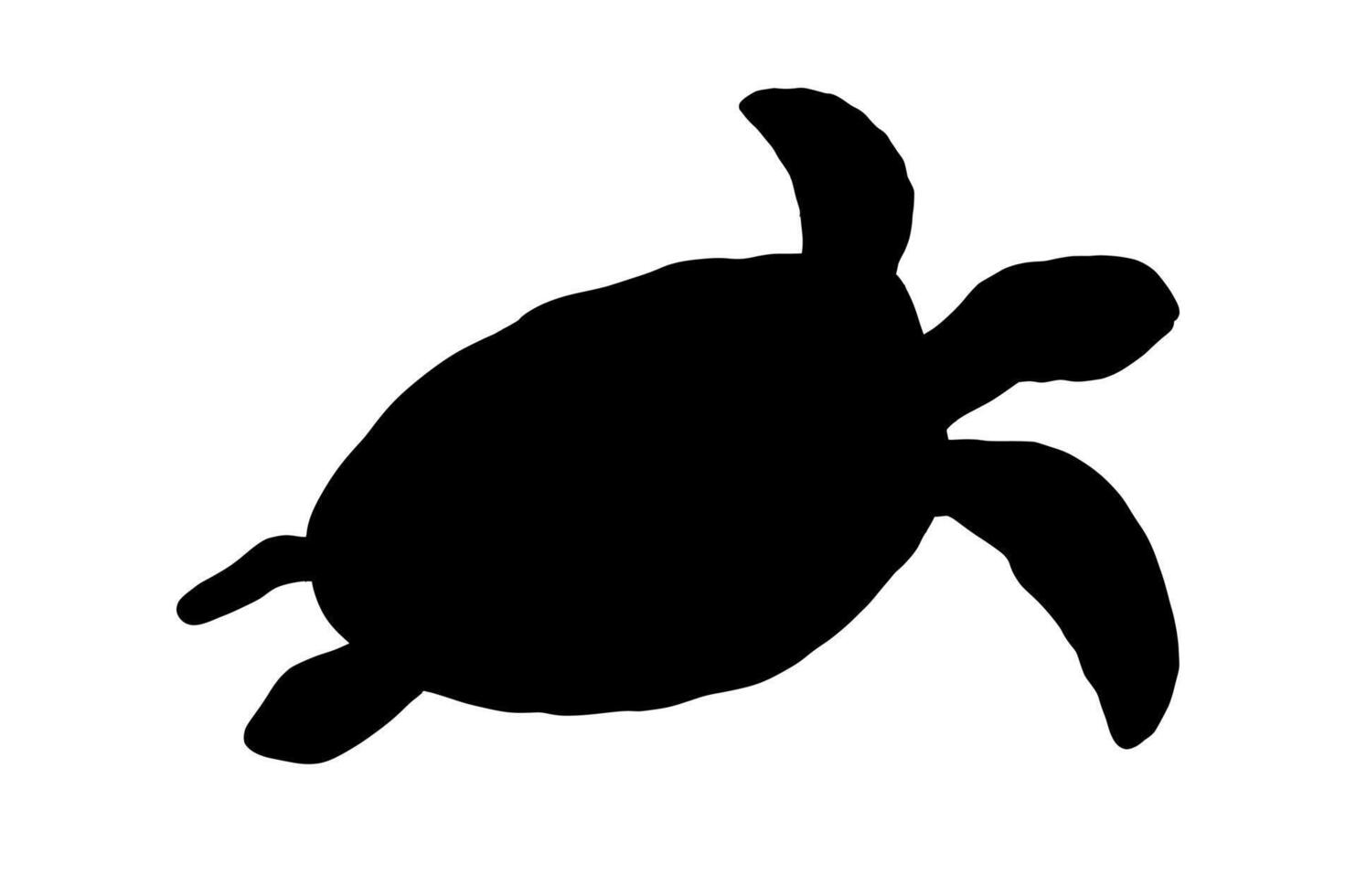 swimming silhouette turtle isolated on white background. Hand drawn illustration ocean or underwater animal vector