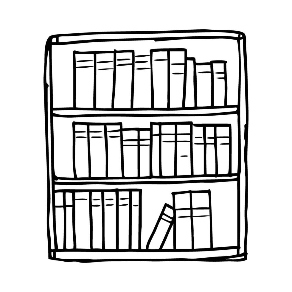 Library Bookshelf Hand-Drawn Education Icon vector
