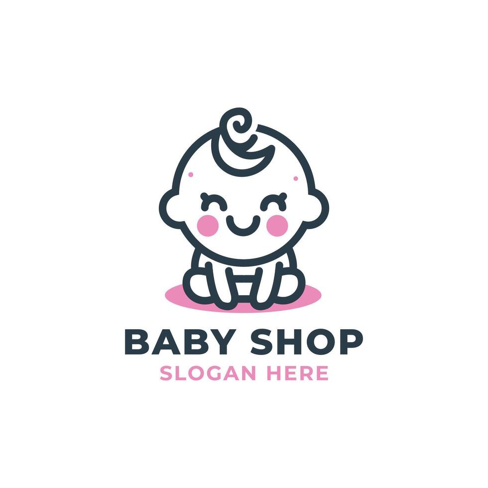adorable logo featuring a smiling baby, perfect for a baby shop. The design exudes warmth, innocence, and joy, appealing to parents and families alike. vector