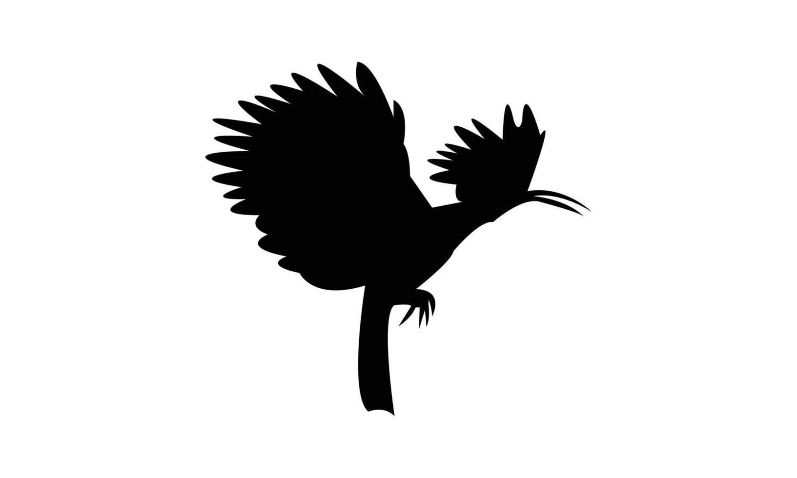 Flying Eurasian Hoopoe Bird Black Silhouette vector