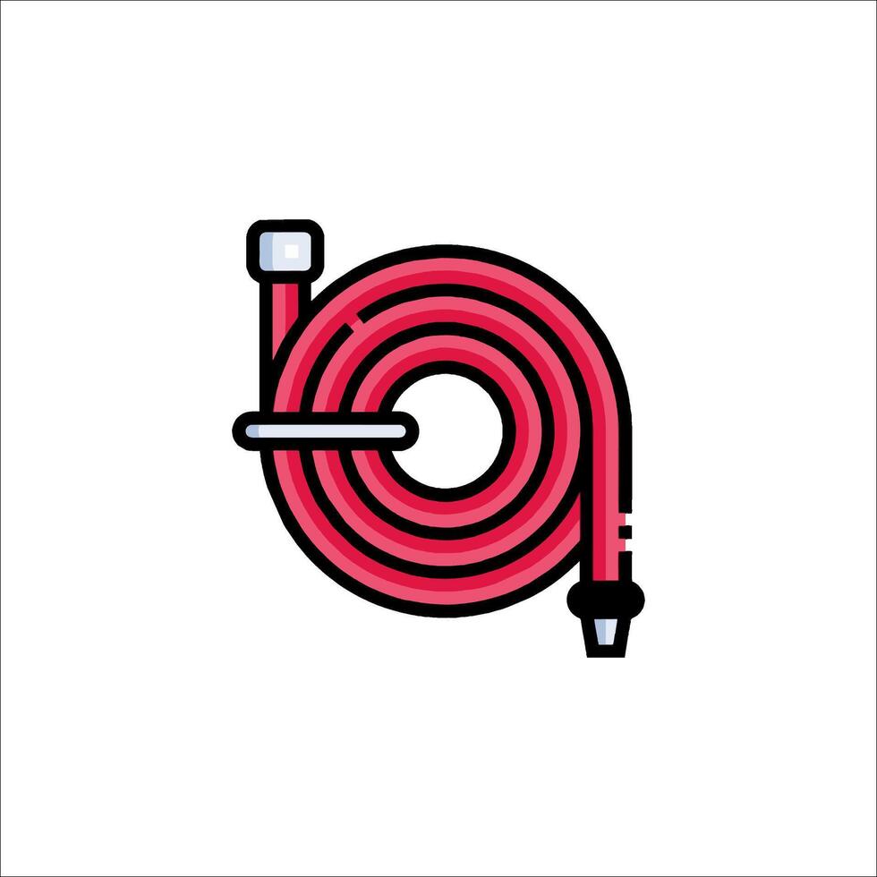 A red hose with a black handle on it vector