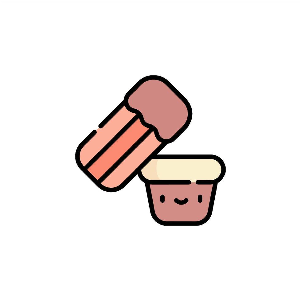 A hot dog and a cupcake icon vector
