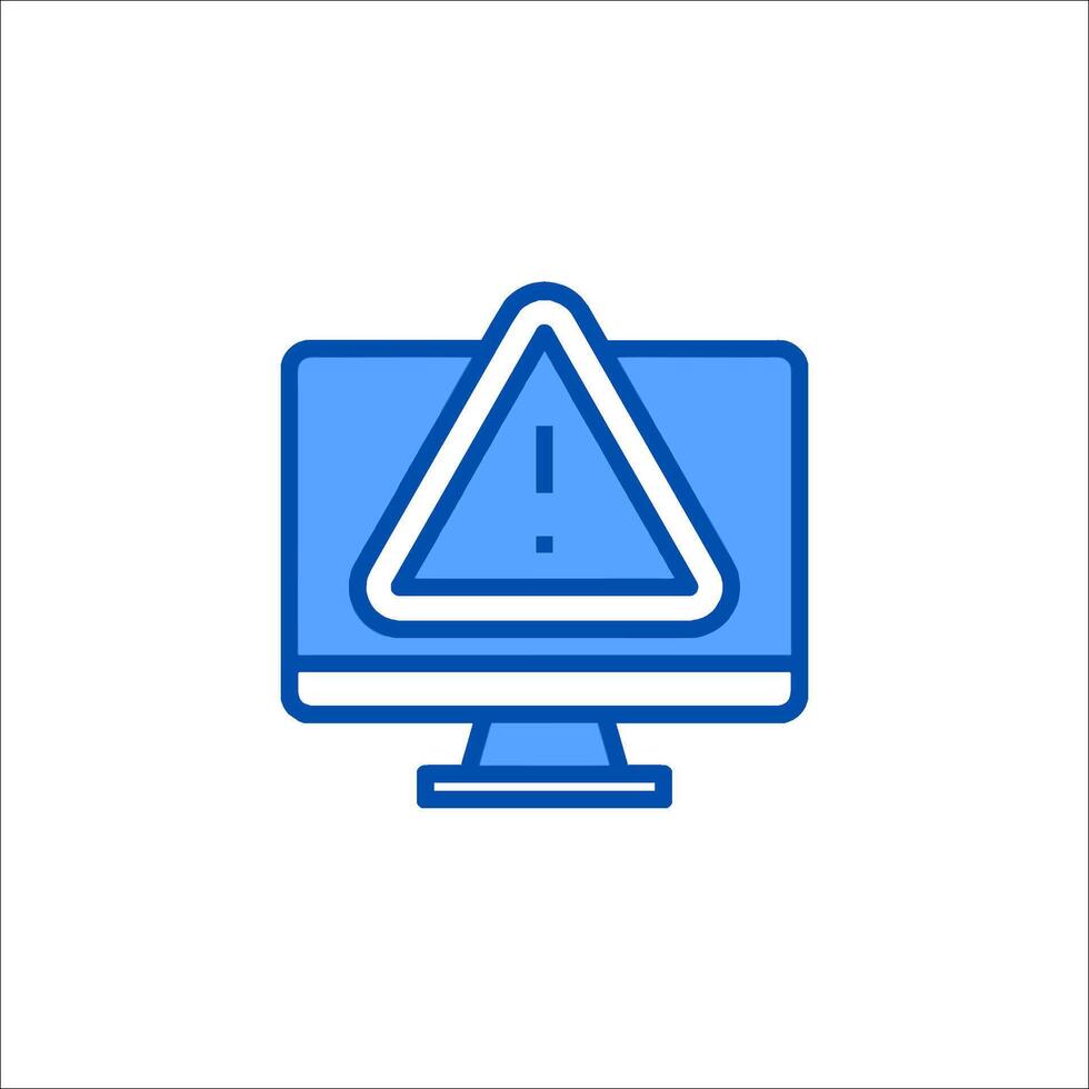 A computer monitor with a warning sign on it vector