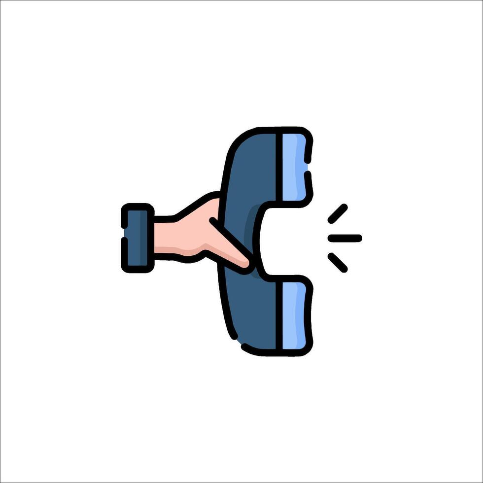 Hand holding phone icon on white background vector