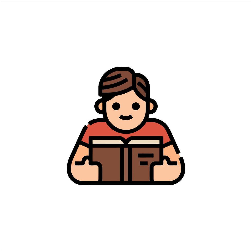 A man reading a book icon vector
