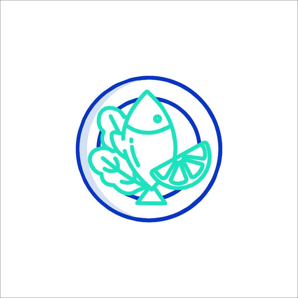A fish and a slice of lemon in a circle vector