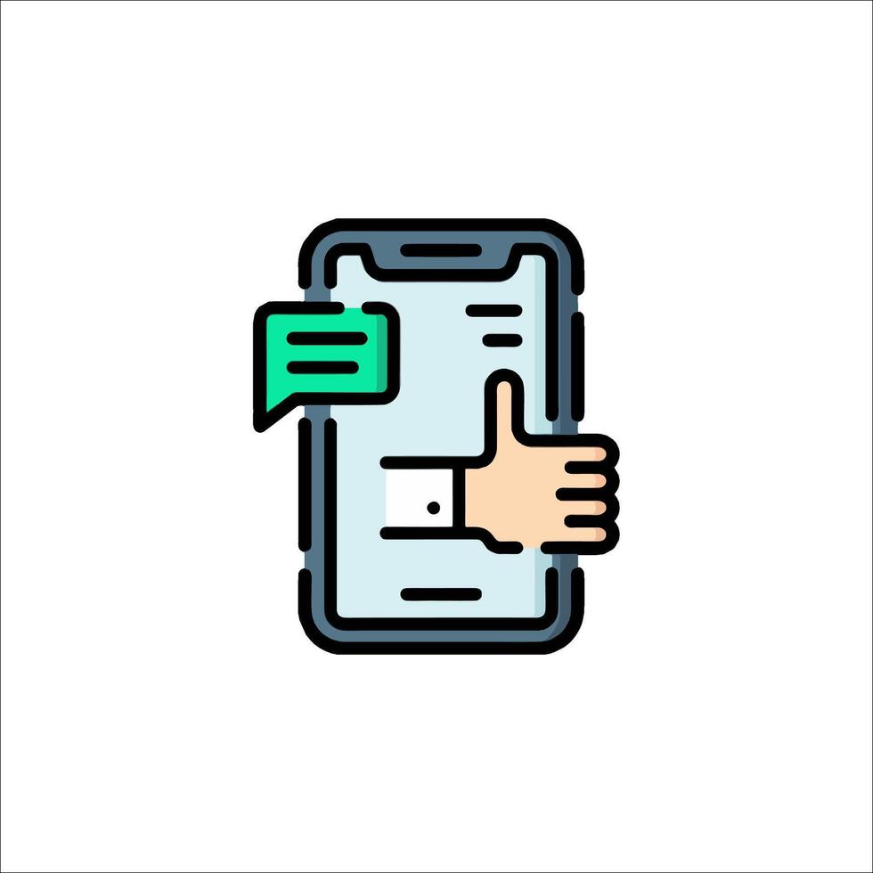 A phone with a thumbs up icon vector