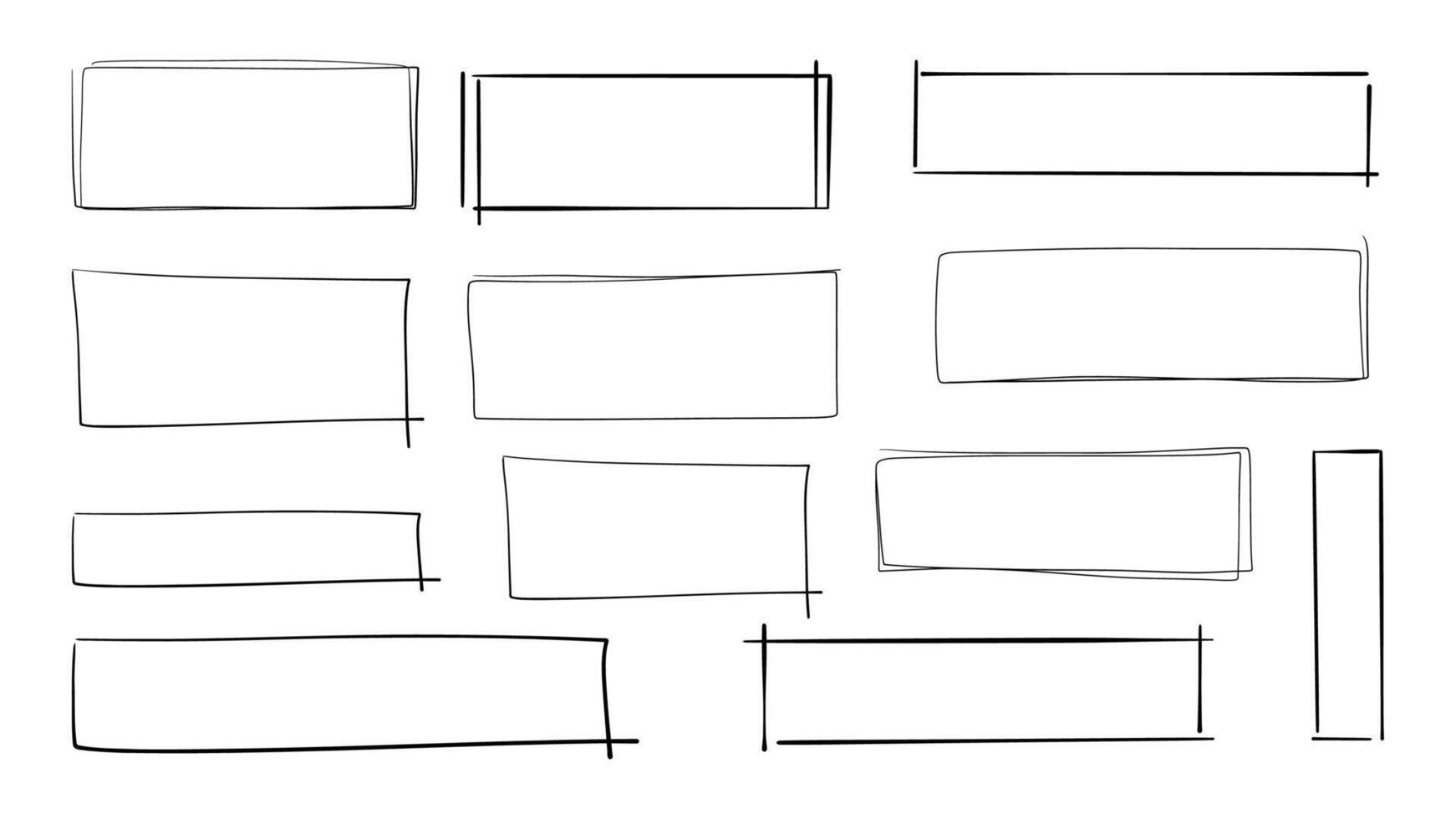12 Hand Drawn Scribble Rectangle Frames vector