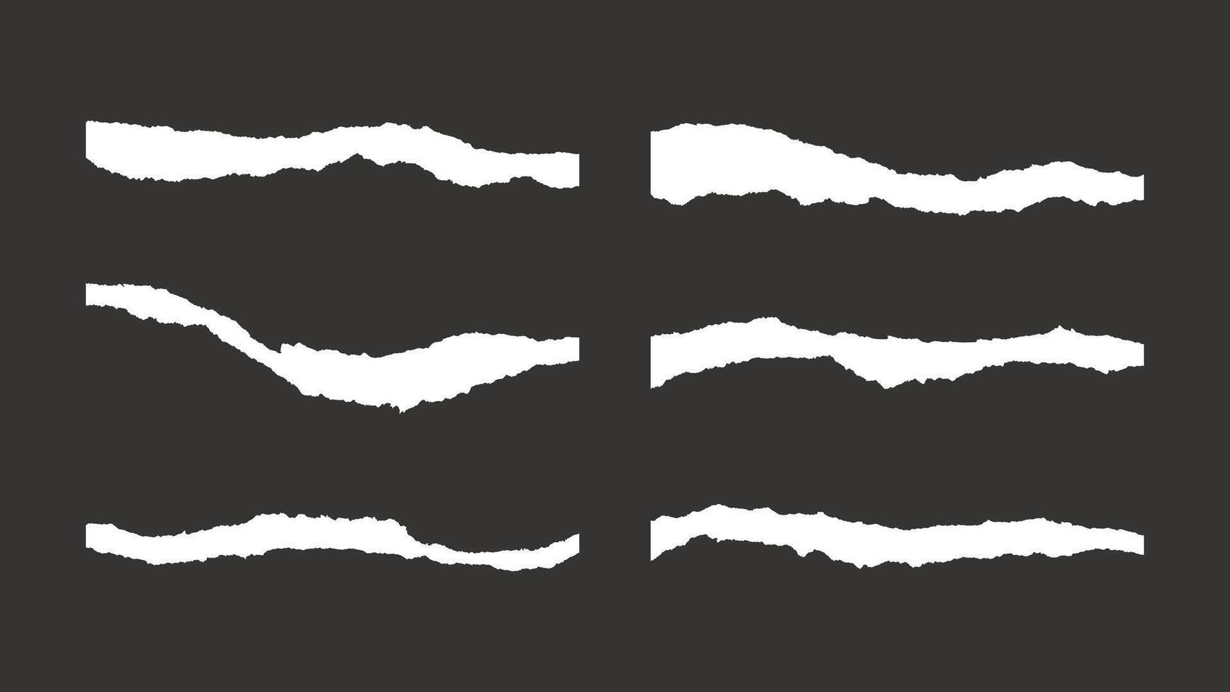 6 White Ripped Paper Strips vector