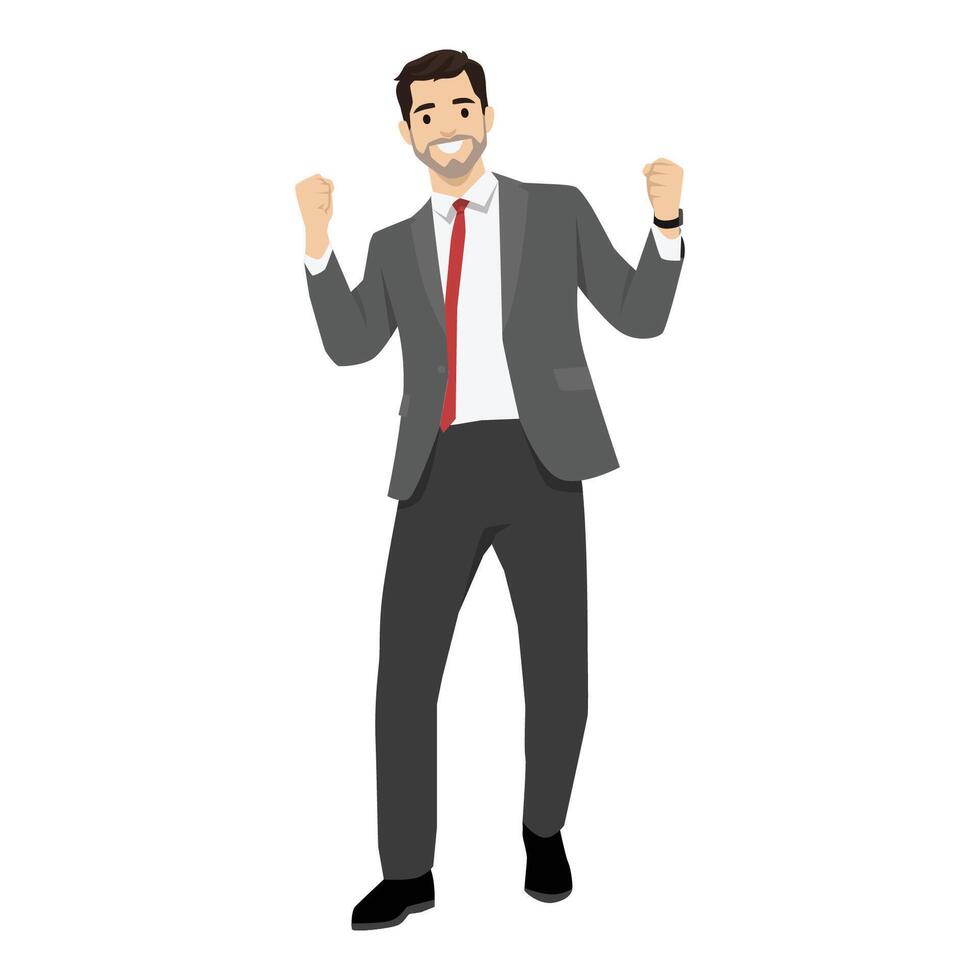 Young Businessman rejoicing for his success. vector