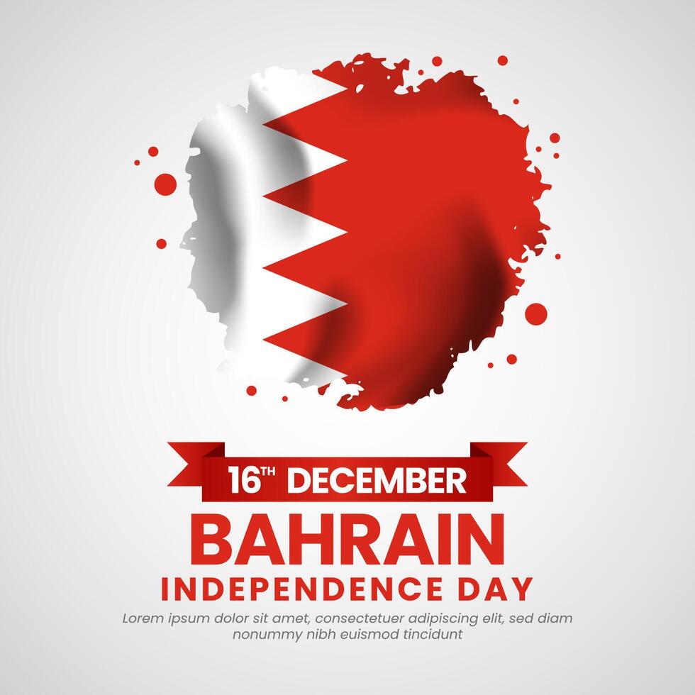 Bahrain Independence Day Square Banner Background Design with Grunge Brush in National Flag Colors vector