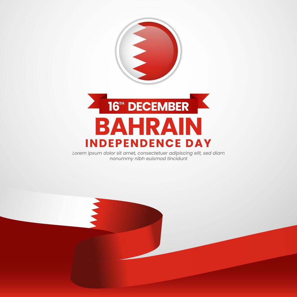Bahrain waving ribbon flag for Bahrain Independence Day and National day square banner background vector