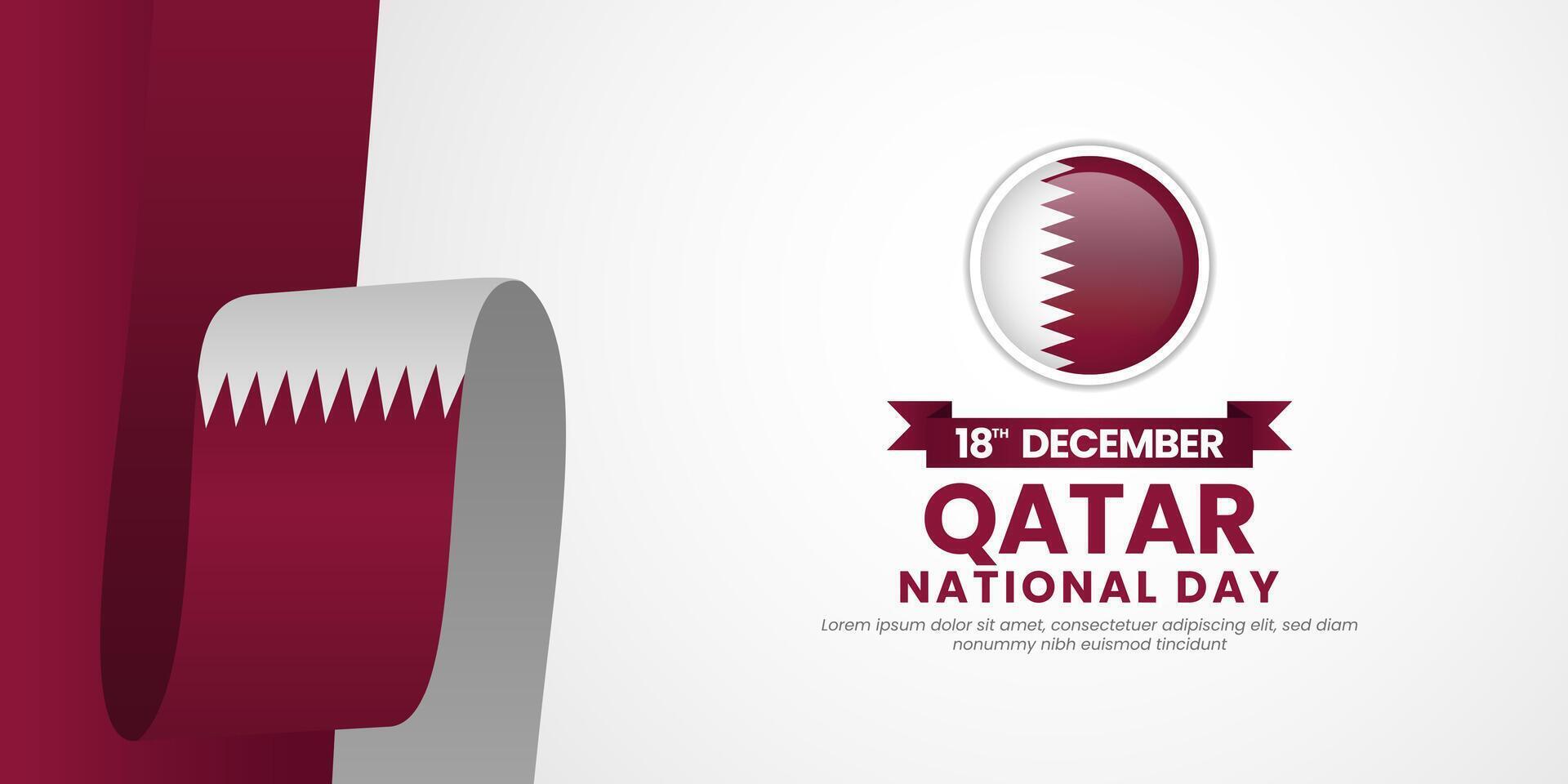 Bahrain National Day celebration Banner Background For Greeting Card with Waving Ribbon Flag vector
