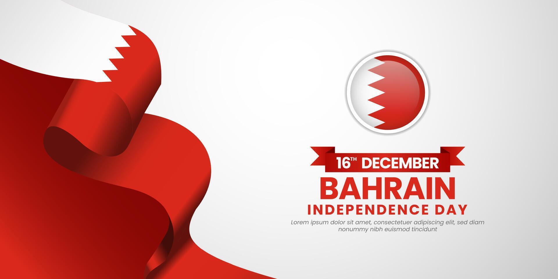 Bahrain Waving Ribbon Flag for Independence Day and National Day Celebration Banner Background with blank space area vector
