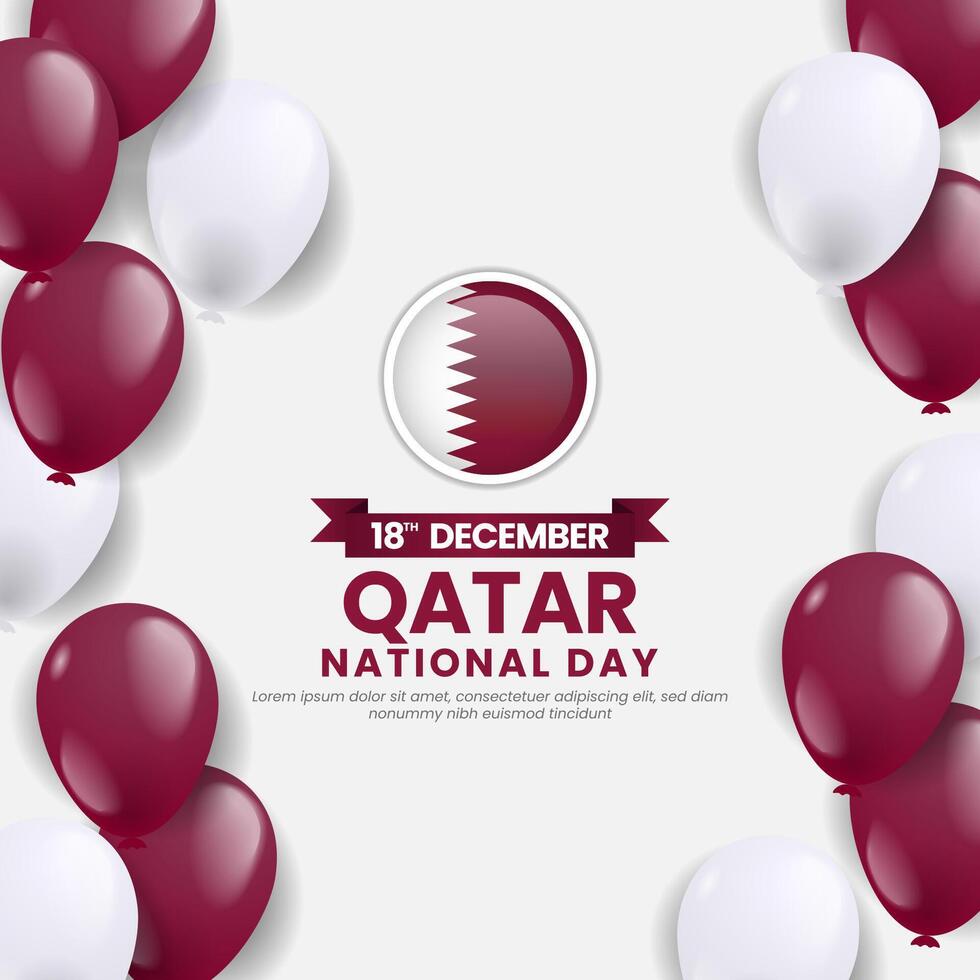Qatar Independence Day Square Banner Background with Balloons in Colors of the National Flag For Greeting Card vector