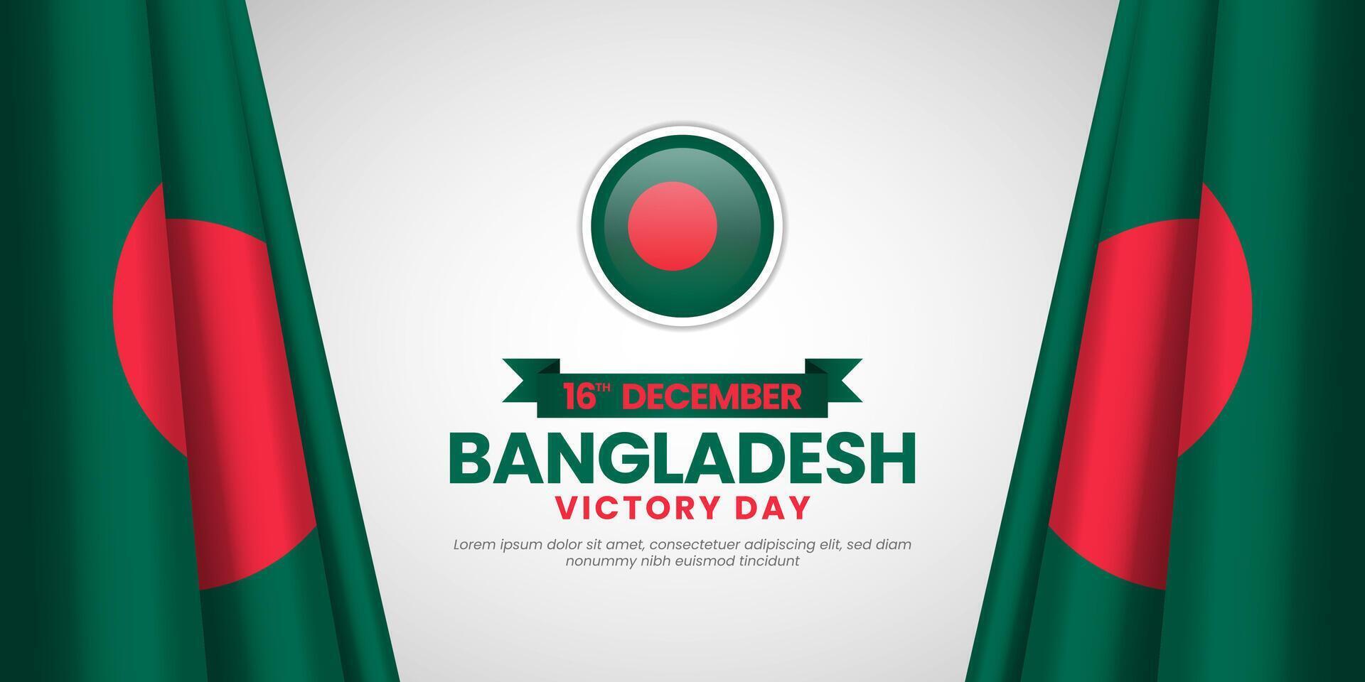 Bangladesh Victory Day Banner Background Design with realistic waving flag and blank space area vector