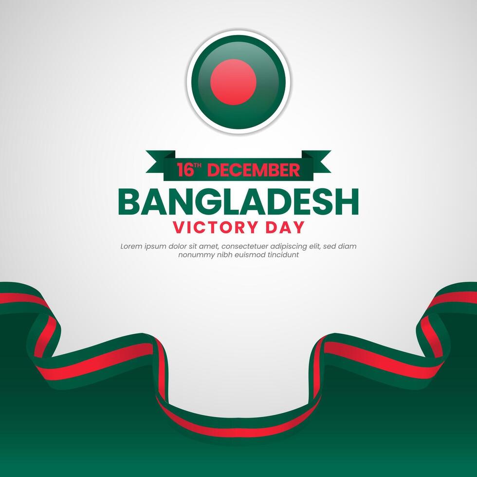 Bangladesh happy independence day greeting card, square banner background with waving ribbon flag vector
