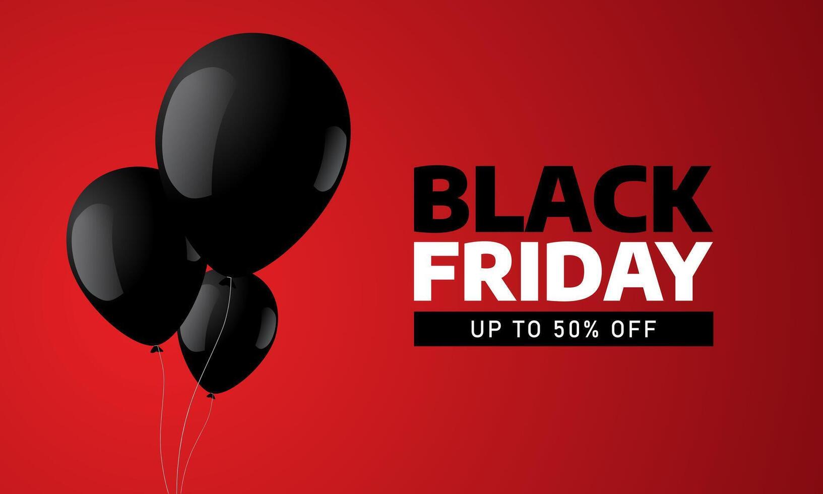 Black friday sale banner with balloons on red background vector