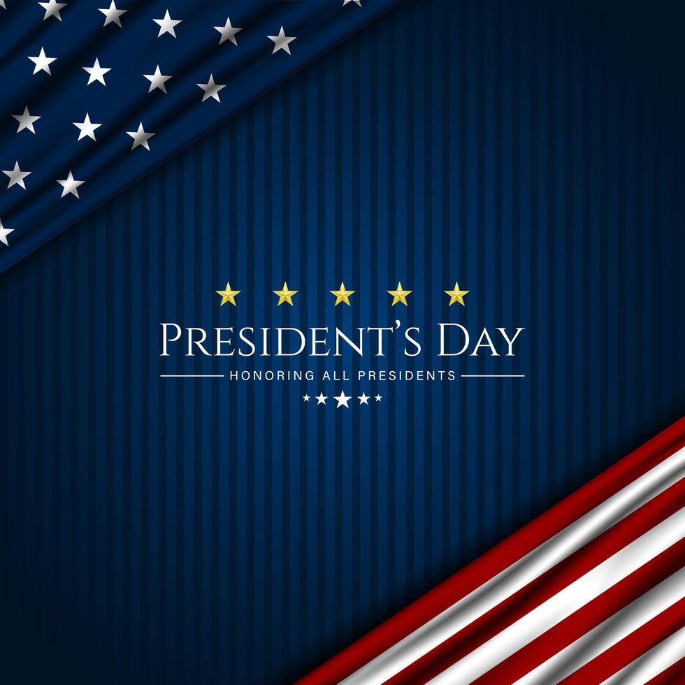 President's day background with american flag and stars illustration vector