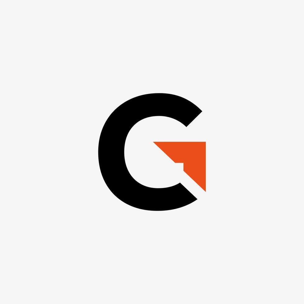 A sleek and contemporary logo featuring the letter G in bold black, accented with a dynamic orange geometric shape. Ideal for branding in innovative and creative industries. vector