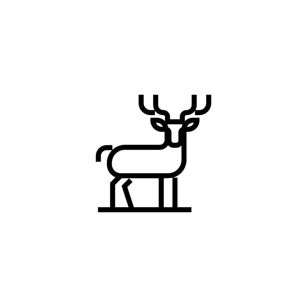 Wild deer logo in line art style, facing sideways, with a minimalist and contemporary black and white design vector