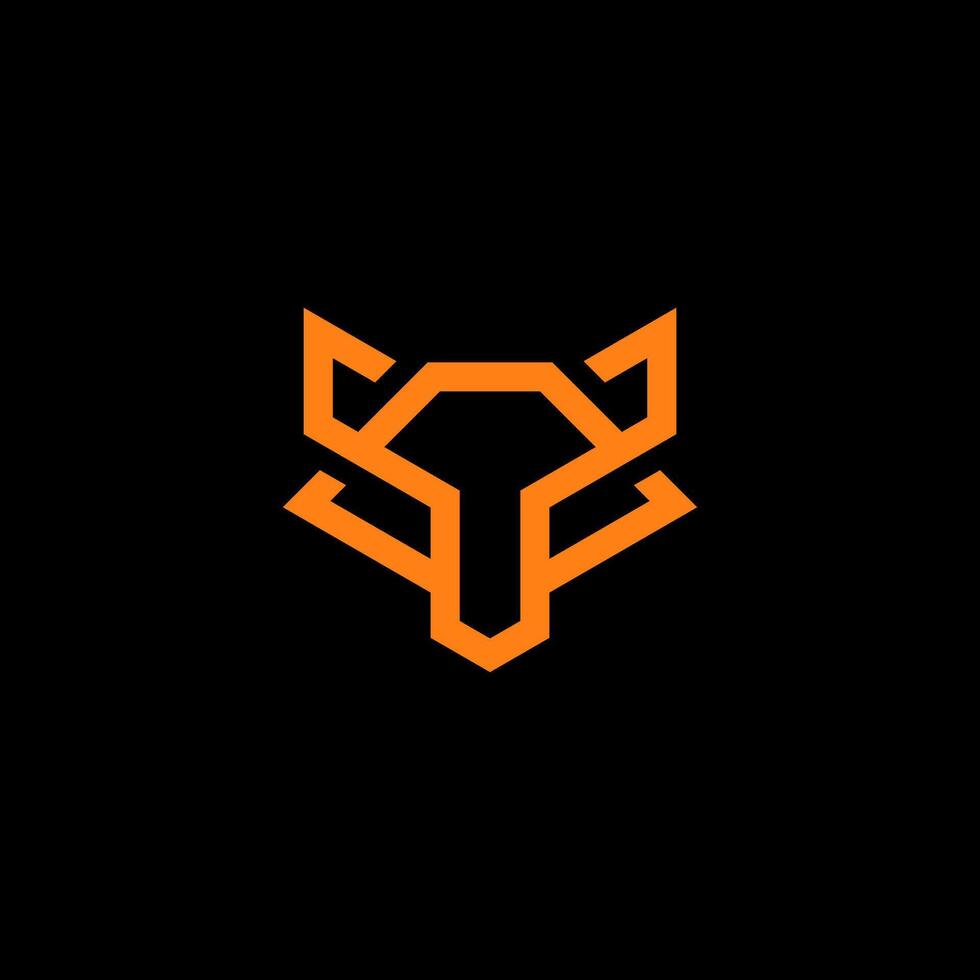 Modern flat outline logo of a fox head, featuring a simple, minimalist cutout design vector